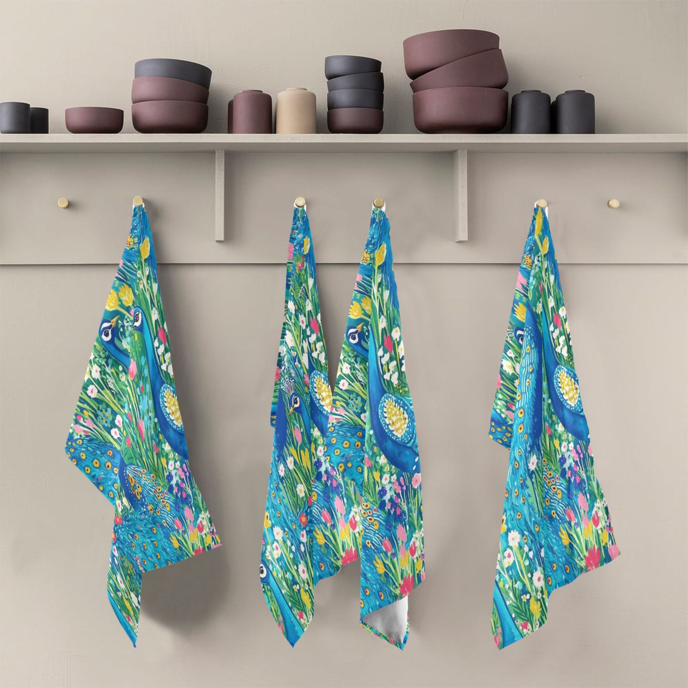 Regal Peacocks Kitchen Towels 6-Piece Pack Tea Towels for Kitchen Decorative Waffle Design 28x18in