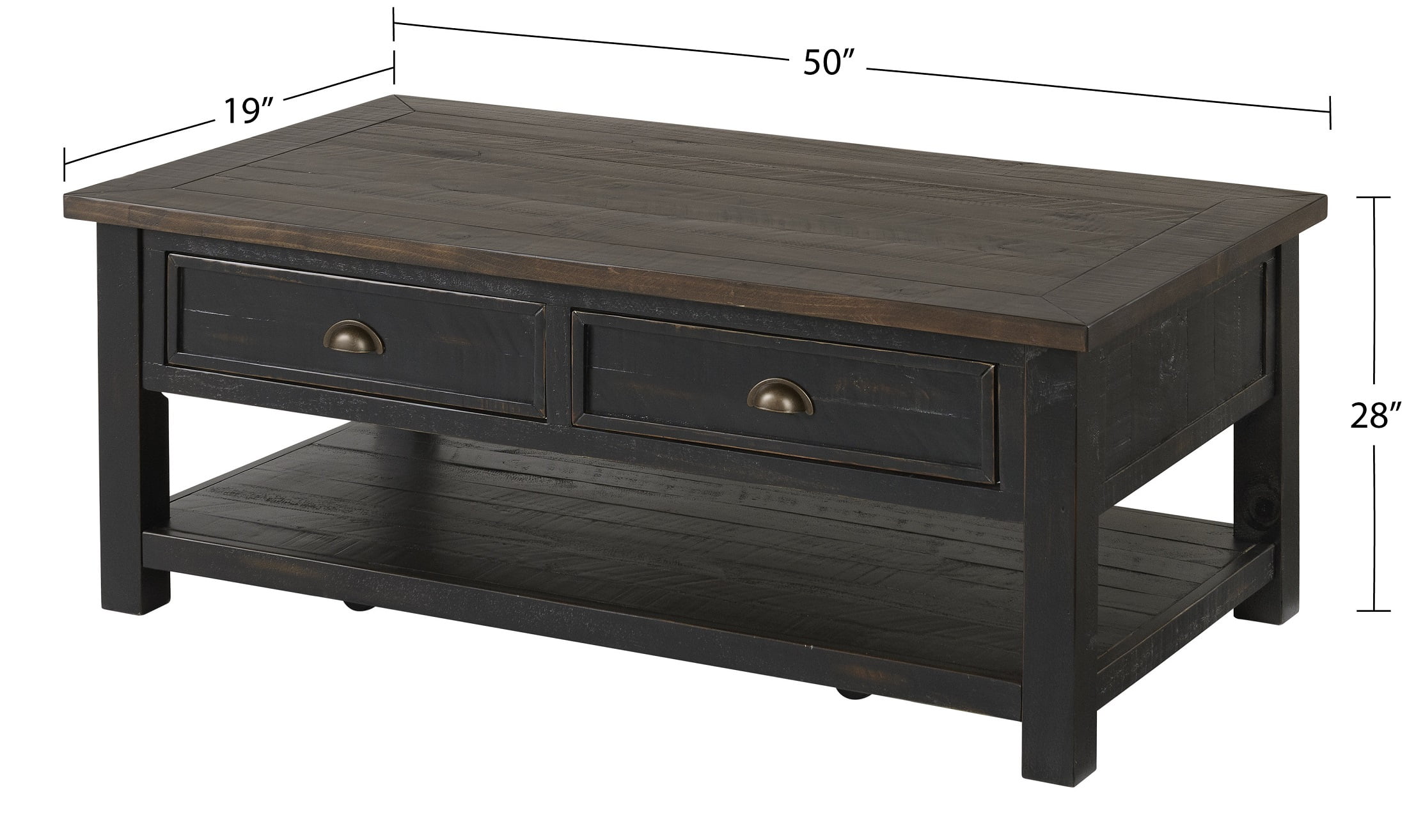Martin Svensson Home Monterey 50" Coffee Table, Black and Brown