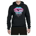 thumbnail image 2 of Wild Bobby, Dripping Lipstick Lips Cute Pink Blue Lips Gift Beauty Makeup Lover, Streetwear, Unisex Graphic Hoodie Sweatshirt, Black, X-Large, 2 of 3