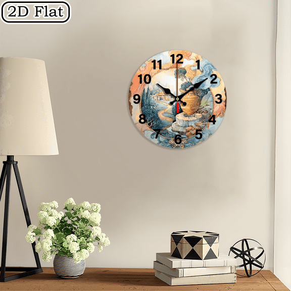 2D flat 1pc,Above the clouds and mist_ wood wall clock Home&Seasonal Decoration, For Yard, Mall, Garage, Coffee Shop, Home, Best Gift, for a Friend room decor halloween 10*10inch