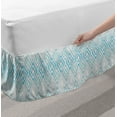 thumbnail image 2 of Ikat Bed Skirt, Aztec Culture Inspired Geometrical Motifs with Weathered Look South American, Elastic Bedskirt Dust Ruffle Wrap Around for Bedding Decor, 4 Sizes, Blue Pale Grey White, by Ambesonne, 2 of 2