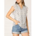 thumbnail image 2 of Unique Bargains Blouse à Volants pour Femmes Florale Décontractée Col en V Manches Courtes, 2 of 6