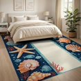 thumbnail image 3 of ODIKA 8'x10' Washable Area Rug Striped Coral Reef Starfish Seashell Border Nautical Motifs for Living Room, Under Sectional, Family , Durable, Non-Slip, 3 of 7
