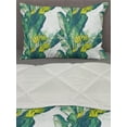 thumbnail image 3 of Tropical Comforter & Sham Bedding Set, Repetitive Banana Tree Leaves Exotic Fruits Summer Print, 3 pcs Duvet Set Microfiber Filling Quilt, 5 Sizes, Yellow Pale Petrol Blue, by Ambesonne, 3 of 4