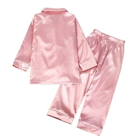 

Autumn Long Sleeve Silk Pajamas Christmas Color Silk Pajamas Pink 140 code