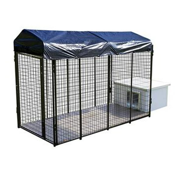 K9 Condo 4' X 8' Dog Run With Insulated Cube Dog House Combination-Complete