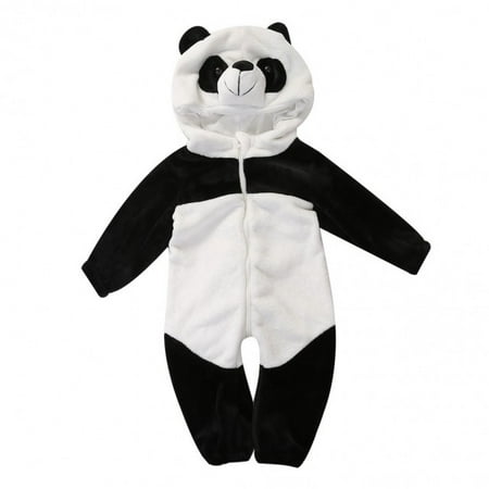 

Baby Boys Girls Winter Warm Long Sleeves Cotton Clothes Cute Panda Zipper Thicken Hooded Romper