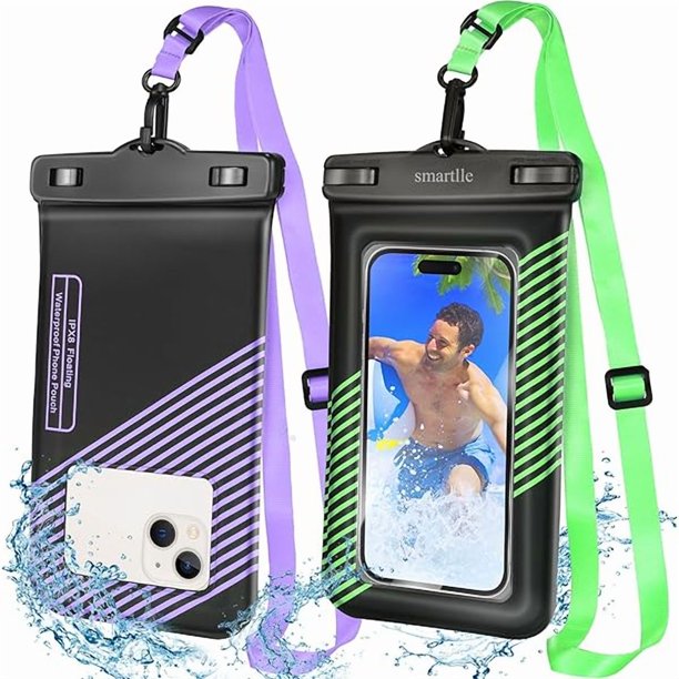 wonima02 Floating Waterproof Phone Pouches Bags, IPX8 Floatable Cell Phone Water Protectors Cases 2 Pack w/Adjustable Neck Lanyard, for iPhone 15 14 13 Pro Max 12 11, for Galaxy S24 S23 Ultra 7"