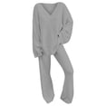 thumbnail image 2 of Outfmvch Lounge Sets For Women Womens Loungewear Set Ladies' Solid Color Comfort Collar Casual Daily Home Warm Two Piece Set Women'S Pajama Sets Gray M, 2 of 5
