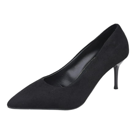 

High Heels for Women Womens Shoes Summer Casual Fashion Shoes Casual Shoes Pointed Toe Stiletto Sandals High Heels Flock Black 42