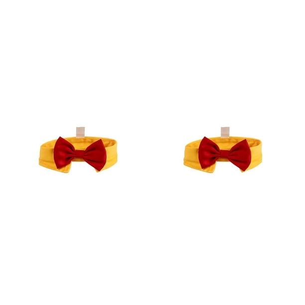 Greeniant Mascota cuello pajarita ropa adorno vestido amarillo Rojo S 2piezas