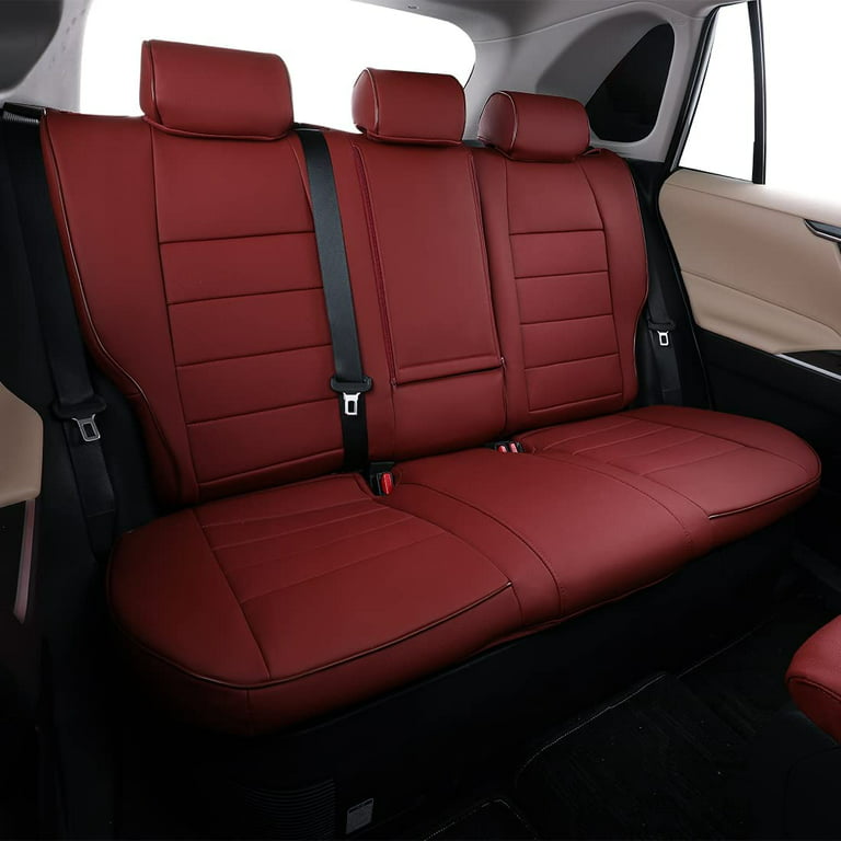 EKR Custom Fit Tiguan Car Seat Covers for Volkswagen Tiguan SEL  Premium,Sport,SE,S 2018 2019 2020 2021 2022 2023 -Full Set  Leather(Burgundy) 