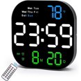 thumbnail image 2 of Reloj de pared digital, reloj despertador digital LED de 10,5 pulgadas, pantalla grande con control remoto, fecha y temperatura, atenuación automática, día de la semana, para sala de estar, oficina, d, 2 of 4