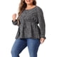 thumbnail image 4 of Blusa peplum de mujer plus size con cuello en V, botones y volantes Agnes Orinda 4X púrpura, 4 of 6
