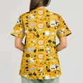 thumbnail image 2 of Scrub Tops Women Plus Size Short Sleeve V-Neck Shirts Funny Printed Scrubs Top Medical Nursing Uniforms with Pockets 01-Yellow L, 2 of 5