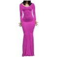 thumbnail image 2 of EQWLJWE Robes Moulantes pour Femmes Élégantes Col Rond Ajusté Manches Longues Aguichant sous-Couche Robe Nuisette, 2 of 6