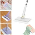 thumbnail image 1 of Automatic Cloth Changing Mini Mop，Small Flat Dust Mop，Dry and Wet Easy Use for Kitchen Bathroom House Wall Mirrors, No-Touch Dirty Pads, 1 Second Installation (White + 2 Cloths, 93cm), 1 of 7