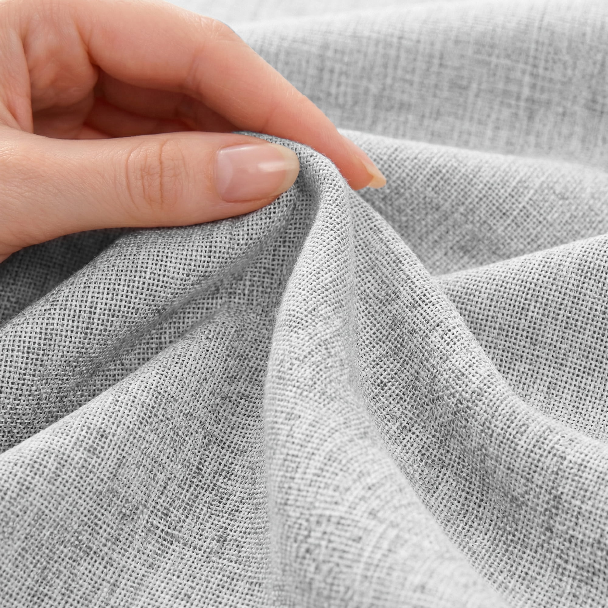 Deconovo Linen Textured 100% Blackout Drapes, Thermal Insulated Back Tab, 2 Panels, Light Gray, 52" x 84"