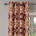 thumbnail image 3 of Ambesonne Damask Grommet Curtain, Vintage Floral Design Swirls, 50"x63", Maroon Sand Brown, 3 of 5