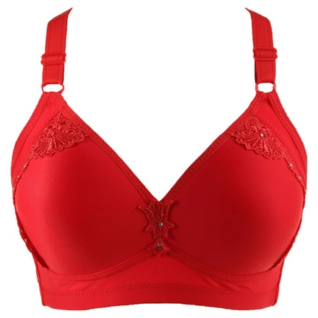 

Sksloeg Women s Bras Plus Size Sport Seamless Smooth Satin Bra for Back Full Coverage Fashion Deep Cup Shapewear Sculpting Uplift Bra Red 85