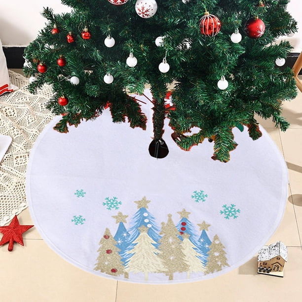 Falda para árbol de Navidad, falda para árbol de Navidad con copos de nieve, decoración creativa para árbol de Navidad, delantal para árbol de Navidad