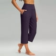 thumbnail image 2 of ZyeKqe Womens Wide Leg Yoga Capris Crossover High Waist Capri Pants Loose Fitted Soft Pajama Pants Pockets Sweatpants, 2 of 7
