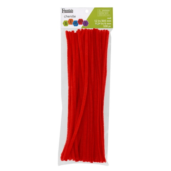 Essentials By Leisure Arts Arts Chenille Stem 12" 6mm Red 100pc