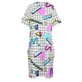 thumbnail image 4 of Vestido de fiesta Retro con diseño de cuadrícula para mujer vestido holgado con bolsillo elegante de lujo de noche blanco Años 80, 4 of 6