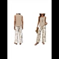 thumbnail image 3 of Conjuntos de Dos Piezas de Verano para Mujer 2025, Jersey de Cuello Cuadrado, Chaleco, Estampado Floral, Cinturón y Pantalón Caqui L, 3 of 6