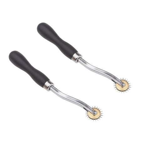 

2Pcs Wooden Handle Steel Toothed Cloth Wheel Pressure Zoned Cloth Round Delimit Scribe Scanning Line Cross-stitch Tailor Sewing