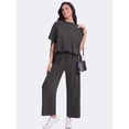 thumbnail image 5 of MINTREUS Two Piece Sets for Women Outfits Oversized Wide Leg Crop Pants Lounge Sets Airport Beach Vacation Clothes, 5 of 7