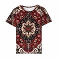 thumbnail image 4 of Giftesty Blouses for Women Dressy Casual Women's Round Neck Short Sleeved Retro Pattern Printing T-shirt Top Short Sleeved Round Neck Top/shirt, 4 of 7