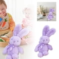 thumbnail image 2 of Lavender Easter Bunny Plush - Purple Fluffy Rabbit Stuffed Animal With Satin Bow For Easter & Birthday Gifts(Purple-9.8In)#4609, 2 of 6