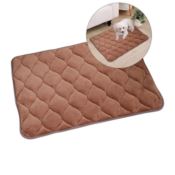 Yoloke Dog Bed Mat Flat Crate Mat with Anti-Slip Bottom Machine Washable Pet Kennel Pad for Dog Sleeping(Coffee)