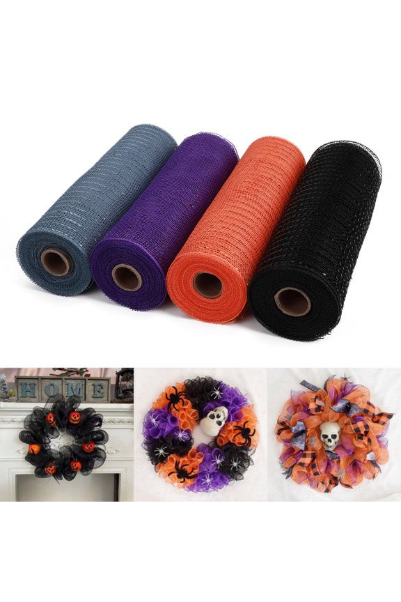 Decor Mesh,10 Inch x 30 Feet Decor Mesh Ribbon with Metallic Foil Deco Mesh Wreath Supplies Ribbon Mesh Roll for Spring Wreaths, Swags, Craft, Party Decoration