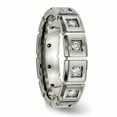 thumbnail image 4 of Titanium Brushed/Polished Grooved CZ Ring, 4 of 9
