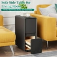 thumbnail image 2 of 7.8" W Faux Leather Narrow Nightstand, Modern Fully-Assembled Bedside Table with 2 Drawers, Wood Night Stand Small Accent End Table & Side Table for Bedroom Living Room, Black, 2 of 8