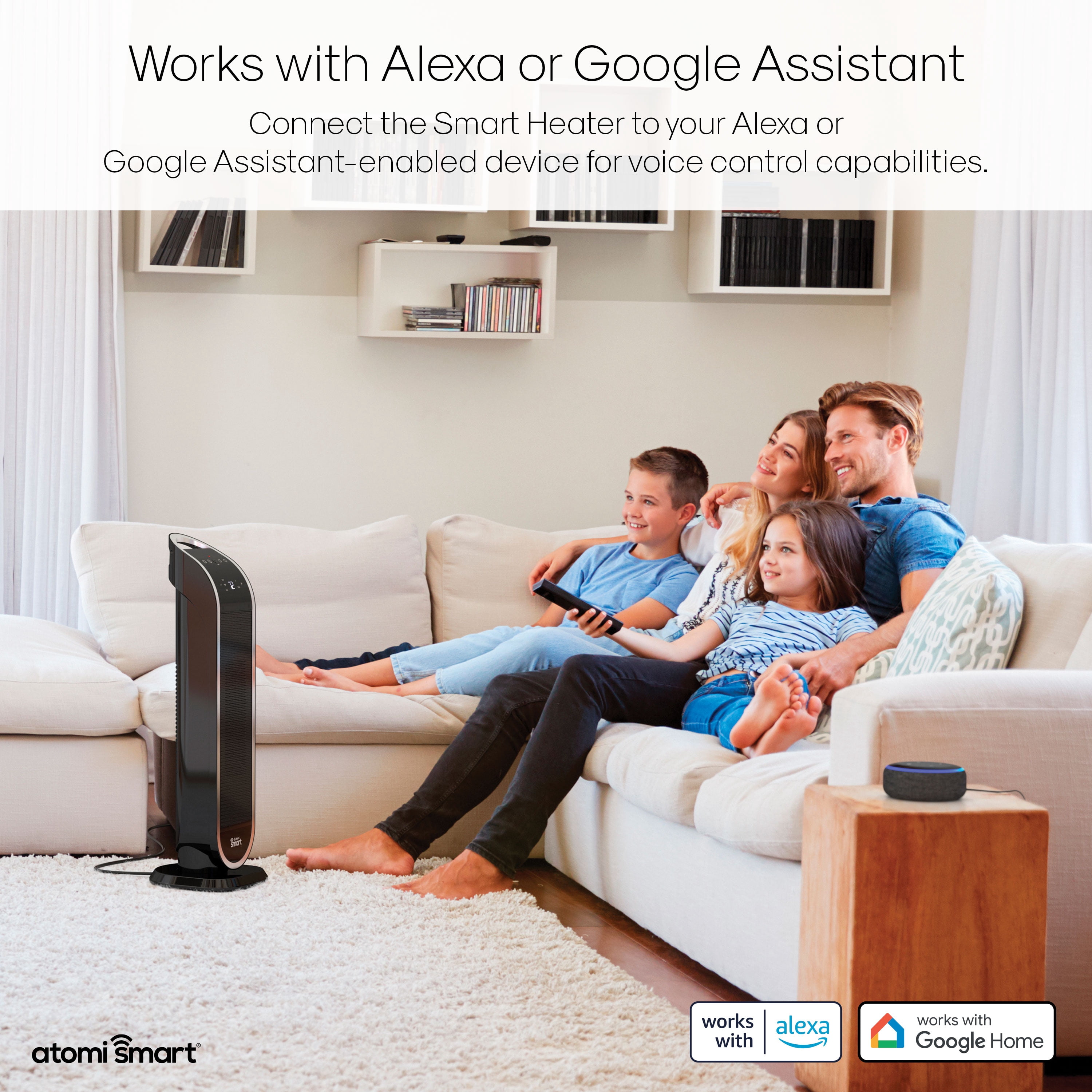 Atomi Smart WiFi 1500W Oscillating Ceramic Portable Tower Space Heater -  2nd Gen | New - Walmart.com