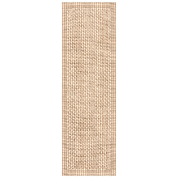 SAFAVIEH Natural Fiber Langston Geometric Runner Rug, Ivory/Beige, 2'6" x 6'