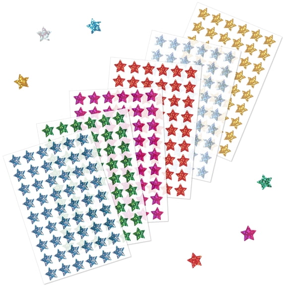 QJKLWV Holographic 6‑Color Star Stickers 0.6 in 1620 Pcs 30 Sheets Self Adhesive for Paper, DIY Planner Scrapbook Holiday