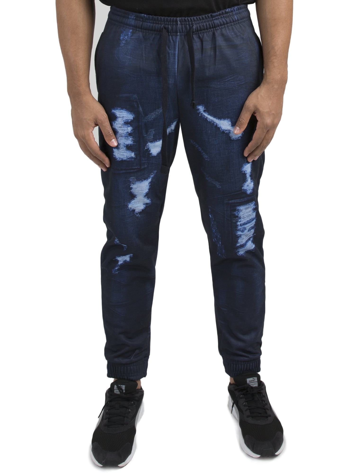 Vibes Men Printed Fleece Jogger Sweatpants Dark Rip Large - Walmart.com