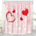 thumbnail image 3 of Love Heart Shower Curtain Red Pink Heart Cute Fashion Woman Girls Romantic Valentine''s Day Modern Polyester Curtains Bathroom Decor with Hooks 84" Wx70 H, 3 of 5