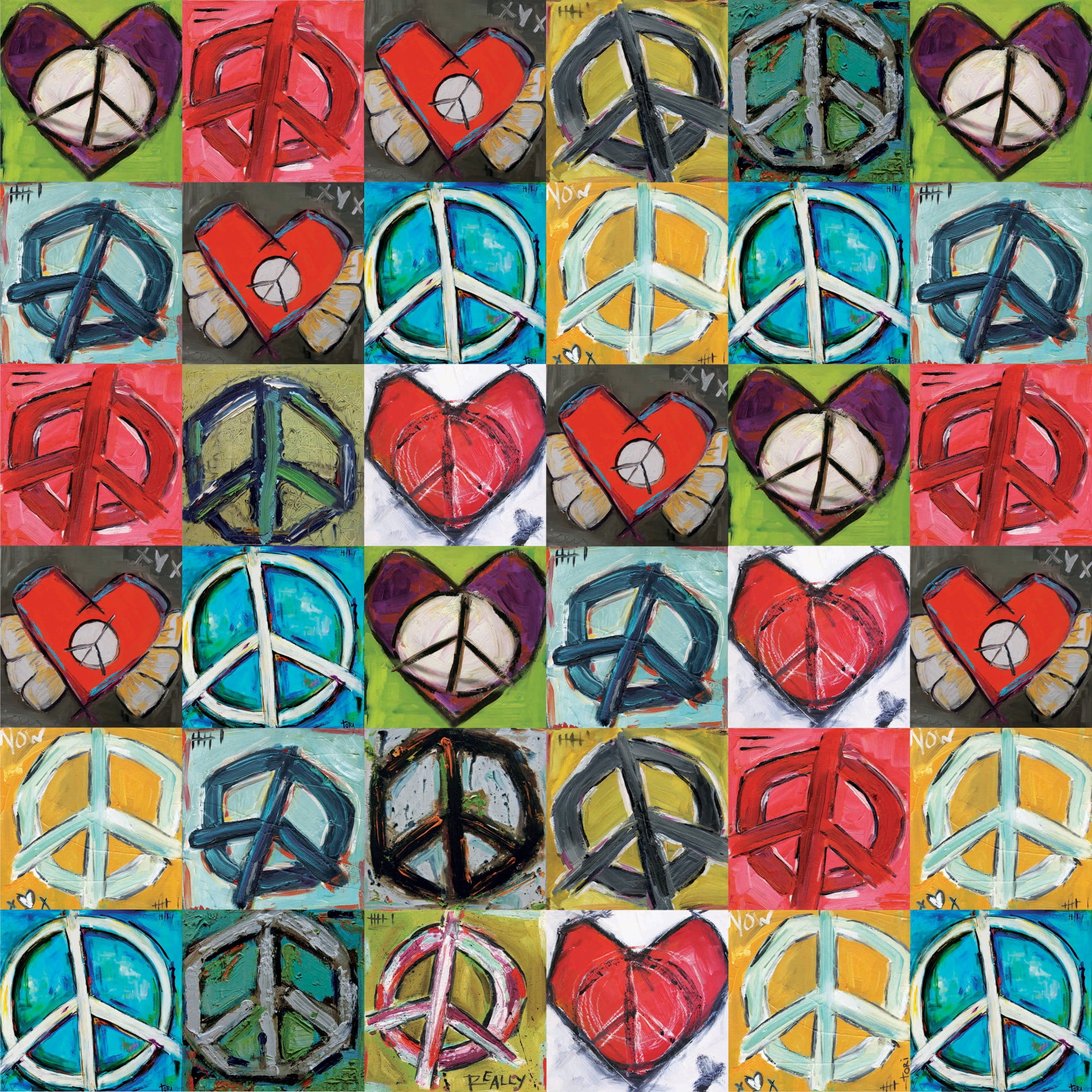Marmont Hill "Peace Collage" by Tori Campisi Painting Print on Canvas