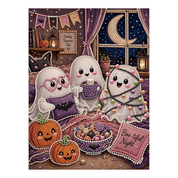 Halloween Decorations, 5D Diamond Art Pearl Painting Kits for Adults, Special Shape Diamond Art Kits, seasonal interior decorative pearl craft set A