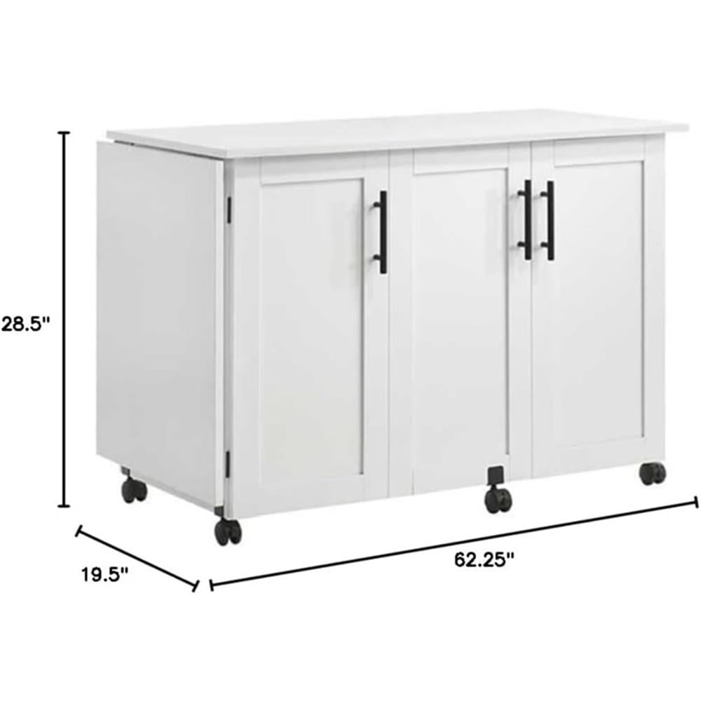 Bowery Hill Contemporary Engineered Wood Sewing Craft Cart in White