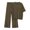 #020-Army Green, variant on Roncen Women's Casual Set - Solid Color Round Neck Split Hem Short Sleeve Top & Elastic Waist Long Pants with Pockets, Comfortable Outfit
