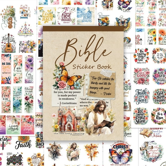 Bible Sticker Book 28 Sheets 353 Pcs Christian Scripture Quotes Faith Journaling Supplies for Bible Study Prayer Journal Gifts