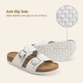 thumbnail image 3 of DREAM PAIRS Women’s Slide Sandals with Genuine Leather Footbed Adjustable Double Buckle Slip-On Flat Sandals with Arch Support, 3 of 7