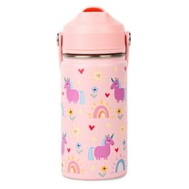 Kids Insulated Water Bottle - 12oz BPA-FREE Double Wall Vacuum Tumbler 18/8 Stainless Steel Leak Proof Kids Cups with Straw Metal Bottles for School Boys Girls