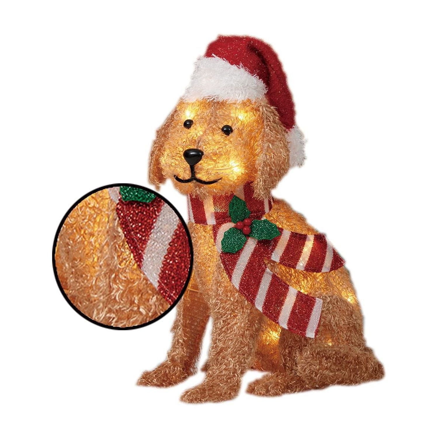 Holiday Time 24" Light-up Plush Golden Dog, with 30 LED Lights, 30 LED bulbs
